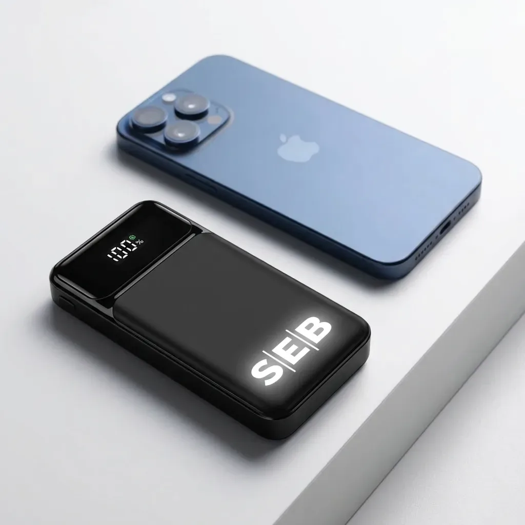 Powerbank 10.000mAh med inbyggda kablar